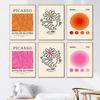 Abstrakte Picasso-Tänzerin Bauhaus Circular Harlem Wandkunst Poster Druck rosa Ästhetik orange Ölgemälde