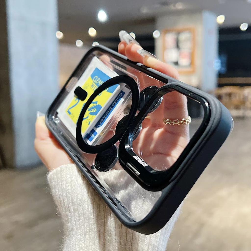 Free Alloy Lens Film of the Same Color, Suitable for Apple 16 Mobile Phone Case 14promax Transparent 16pro Magnetic Suction Bracket 16.