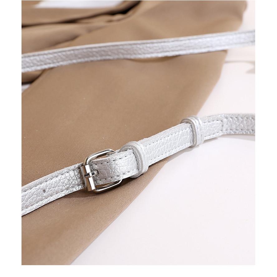 Ielgy Pearl Silver High-End Soft Leather Cross-Body All-Match Simple Ladies Mobile Phone Bag