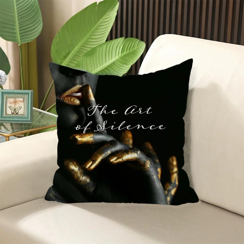Pillow for Sleep Black Gold African Lady Cushion Cover  ×  Stuffed Cushions Decorative Pillows Sofa Cases Covers Home Garden
