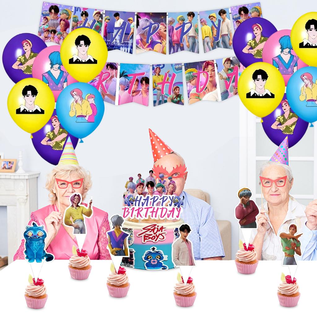 Cartoon - Themed Birthday Party Decoration Set For Creating A Festive And Joyful Atmosphere At Celebration Events