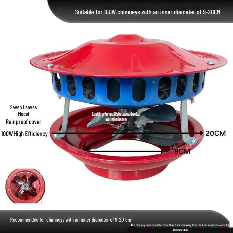 High-Power Anti-Backdraft Chimney Exhaust Fan for Fireplaces and Stoves