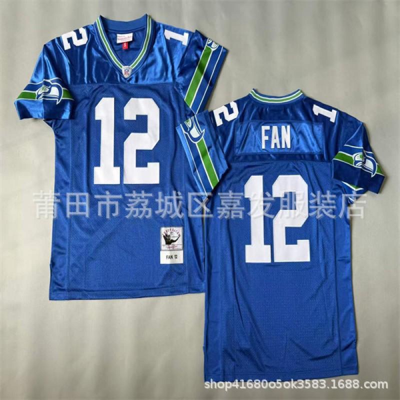 Seattle Seahawks Retro NFL Football Jersey Mens Cotton Team Apparel Vintage 80 96 12 10 37 45 55 24 25 31