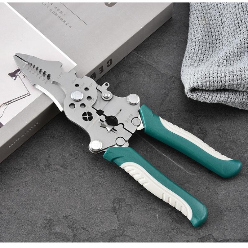 1Pc 1 Universal Folding Wire Stripping Pliers Multifunctional Stripping Wire Winding Crimping Wire Cutting Electrical Pliers