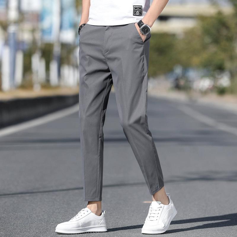 

Весна-лето Мужские повседневные деловые формальные брюки облегающего кроя однотонные формальные офисные брюки мужские свадебные костюмные брюки 36 темно серый