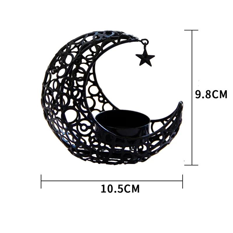 1-4PC Metal Crescent Moon Candle Holder Ramadan Eid Candelabra for Modern Home Decor Wedding Party Table Centerpiece Decorations