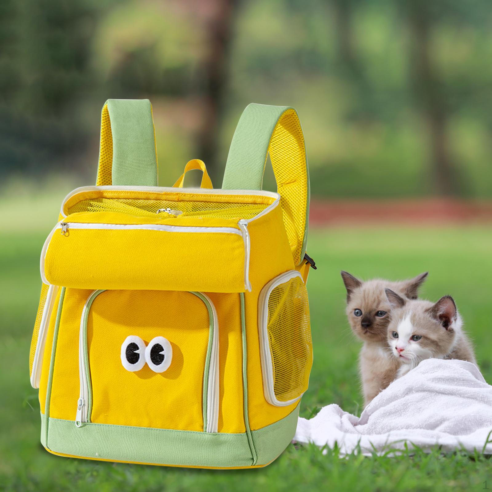 

Рюкзак-переноска для кошек, дышащая сумка для домашних животных для маленьких и средних собак, кошек, боковое окно для транспортировки жёлтый