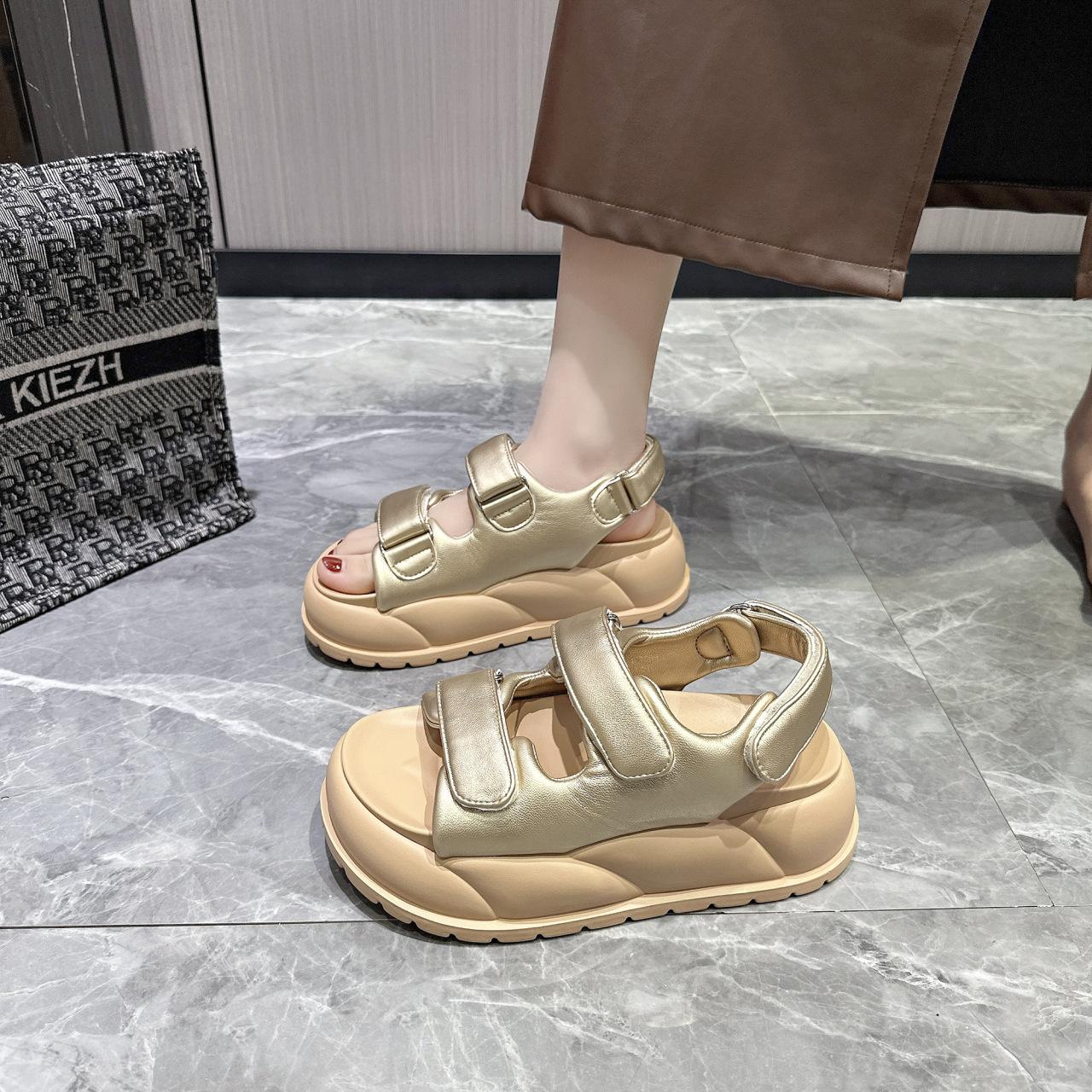 

Женские походные сандалии на каблуке в уличном стиле 35 золотой