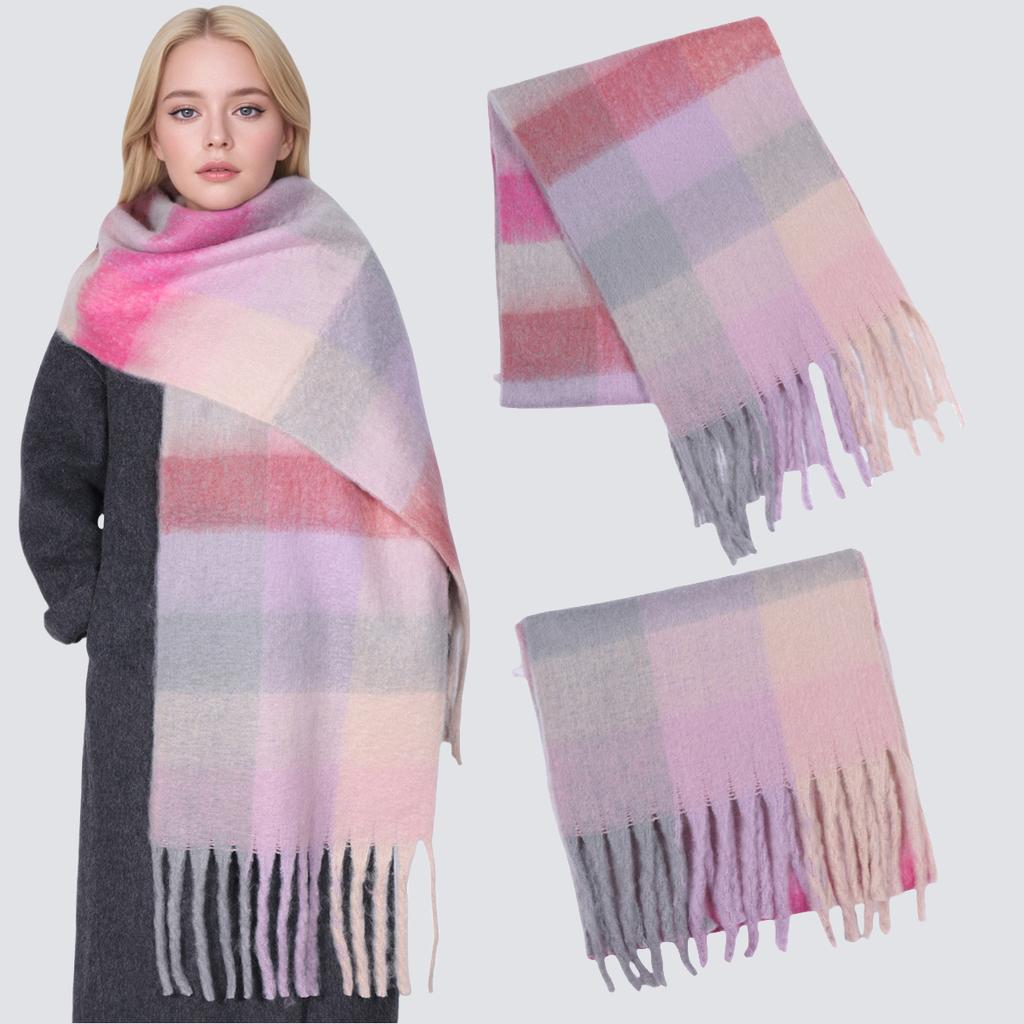 Winter Cashmere Scarf Student Neck Thick Warm Shawl For Women Couple Tassel Bufanda Blanket Pashmina Wraps Long Plaid Poncho