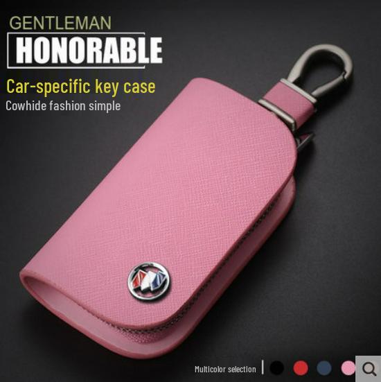 Men's Universal Cowhide Car Key Case with Waist-Mounted Zipper