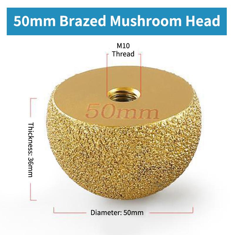 30 40 50mm Brazed Mushroom Head Diamonded Grinding Bits For Inner Arc Bowl Bottom Trimming Engraving Bit Polishing Grinding Tool
