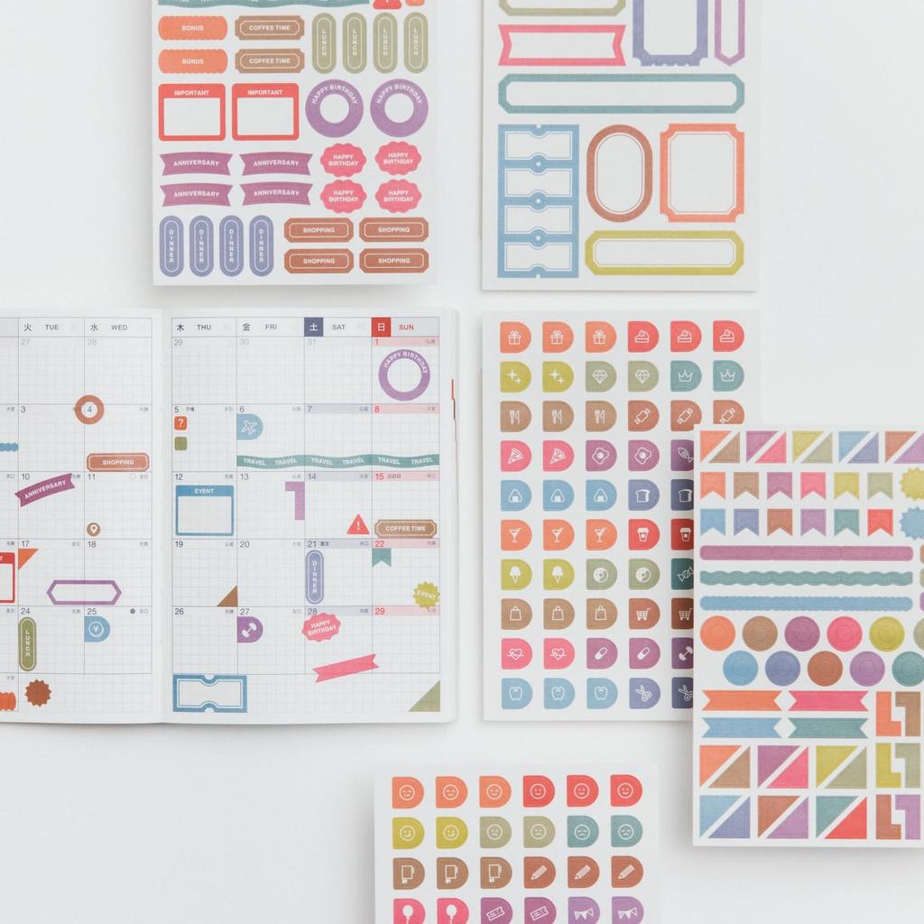 Hobonichi Techo TSUKI no Set Planer Zubehör IRO/Aufkleber (Zeitplan)