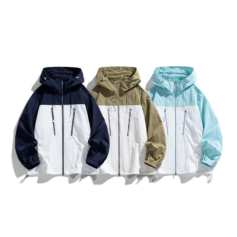 10D Nylon Zipper Explosion Men's and Women's Sunscreen Clothing Summer Hooded Fishing Clothing Men's Two Open Sunscreen Clothing