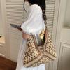 Yogodlns Trendy Hollow Out Straw Woven Bag Beach Handbag Large Capacity Bohemian Beach Bag Bucket Bag Tote Bag Hollow Shoulder Bag Travel