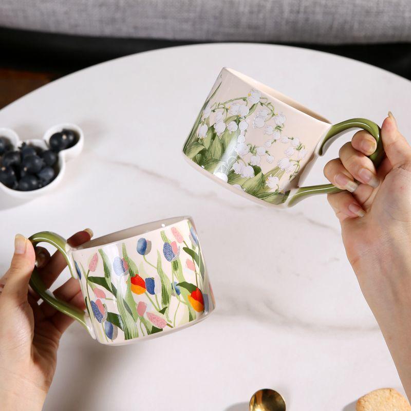 Large Capacity Ceramic Breakfast Home Mug Coffee Cup Office Retro Cup Water Cup Couple High Appearance