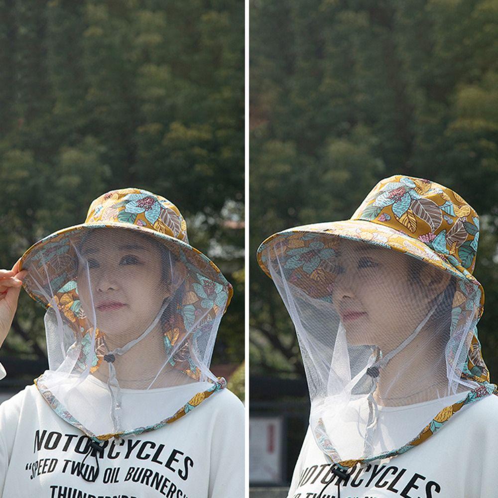 UV Protection Mesh Tea Picking Hat Printing Sunshade Shawl Cap Agricultural Work Hat  Fishing
