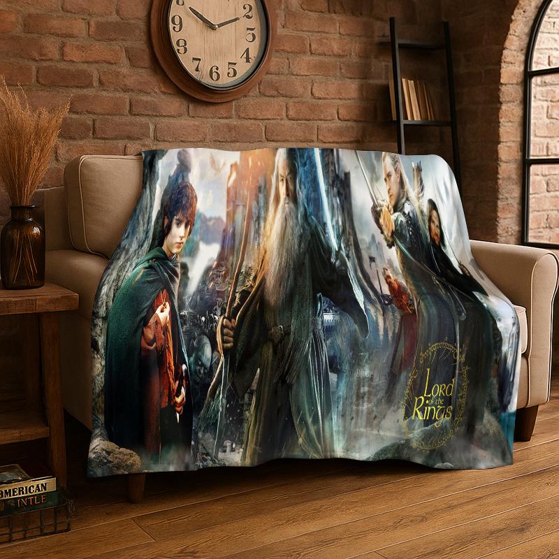 Classic L-Lord of The Rings H-Hobbit Flannel Blanket Soft Warm Throw Blanket for Bedroom Living Room Bed Travel Camping Picnic