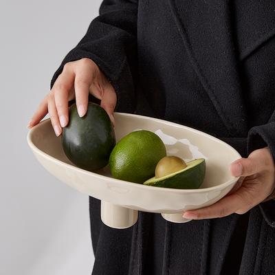 Simple Three Legged Ceramic Fruit Plate Decoration Home Livingroom Candy Snack Tray Entrance Key Jewelry Storage Tray Ornaments