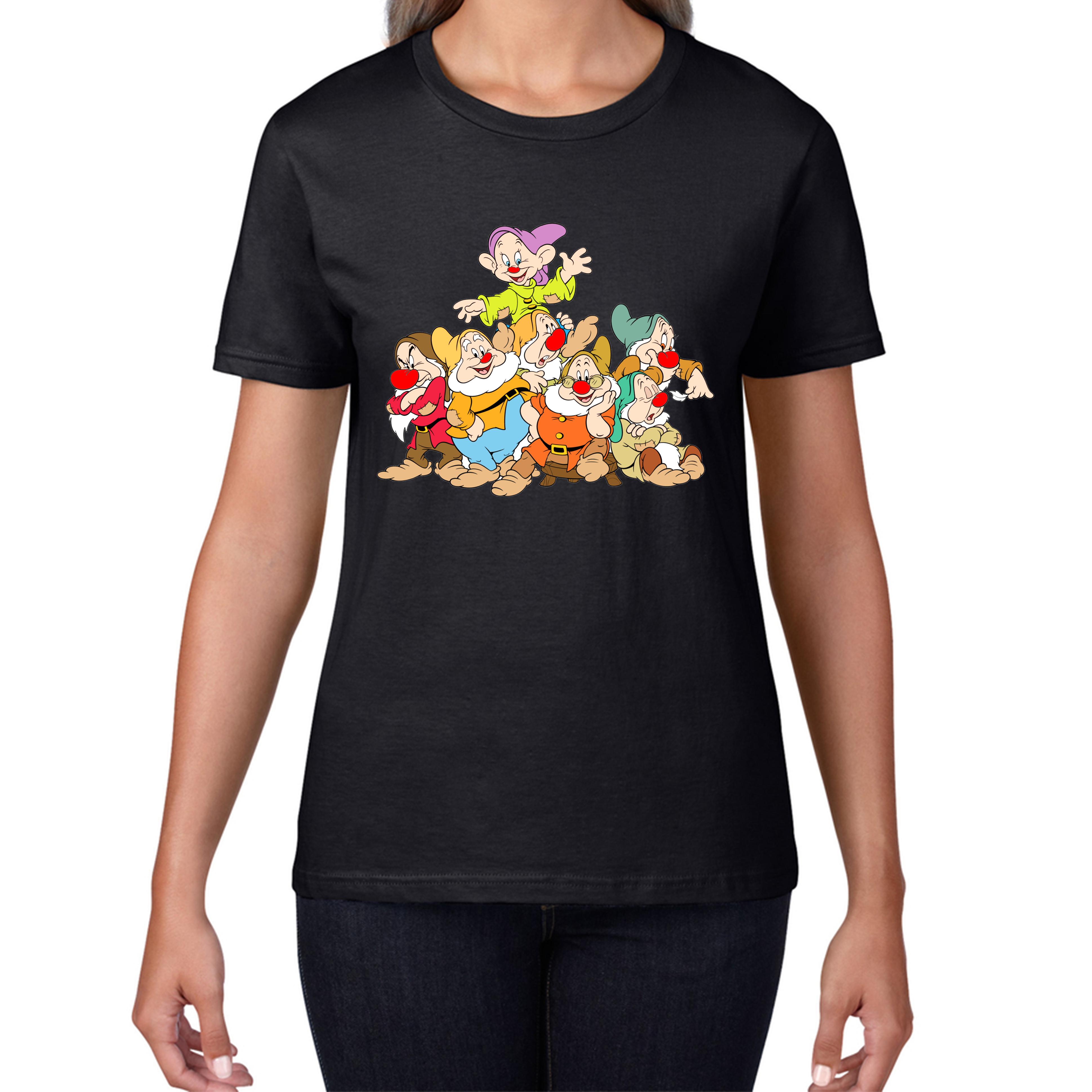 Snow White and Seven Dwarfs Red Nose Day Ladies T Shirt Mens Tops Tees Unisex M