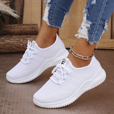 Freizeit-Sportschuhe für Damen in Unifarben mit Strickobermaterial und weichen Sohlen zum Laufen, Tennis und für Workouts. Ideal für Reisen.