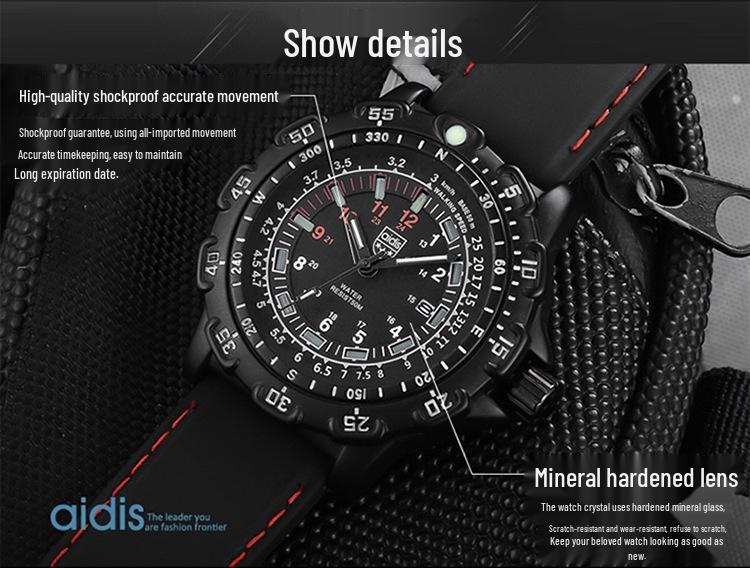 Aidi Shi Waterproof Luminous Men's Quartz Watch - Outdoor Multifunctional