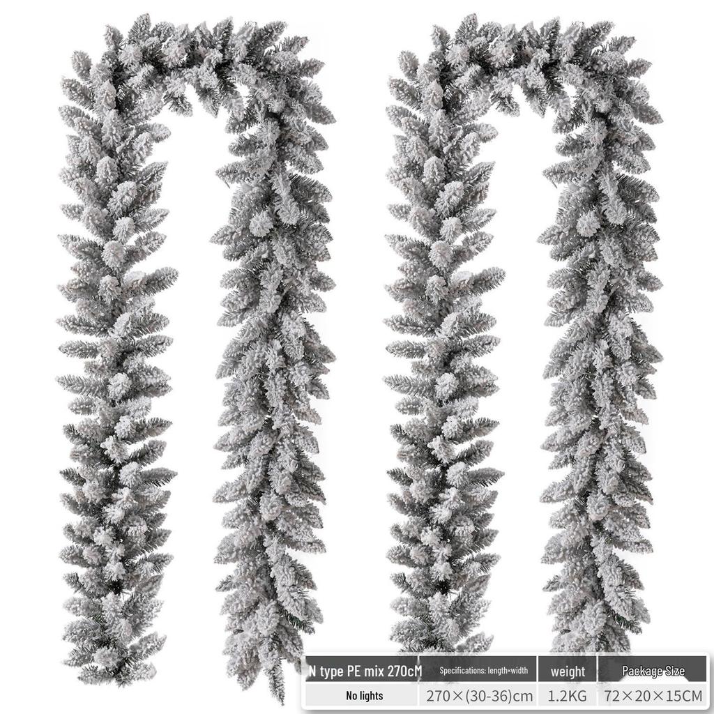 Christmas Glimmer: Garland Set for Tree, Window, and Fireplace with Flocked Leaf Ornaments