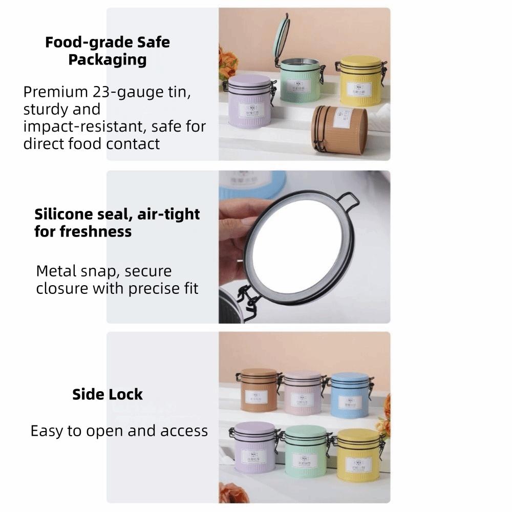 Practical Tinplate Tea Tin Can Round Sealed Tea Storage Jar Flip Cover Coffee Can Metal Tea Can Coffee