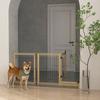 Extendable Dog Gate with Door and 2 Panels, Triangular Feet, 112-159x70 Cm, Natural Wood