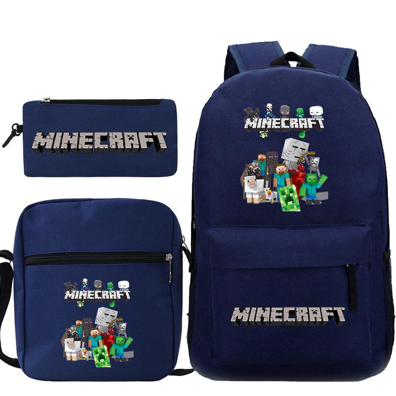 Minecraft Primary And Secondary School School Bag Children'S Backpack Backpack Shoulder Bag Pencil Case Three-Piece Set