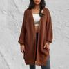 20/5000 Women's Solid Color Loose Medium Long Knitted Long Sleeve Loose Cardigan Coat For Women