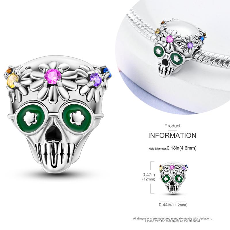 

Copper Charms Luminous Pumpkin Skull Beads For Dangle Diy Gift Halloween Series Charms