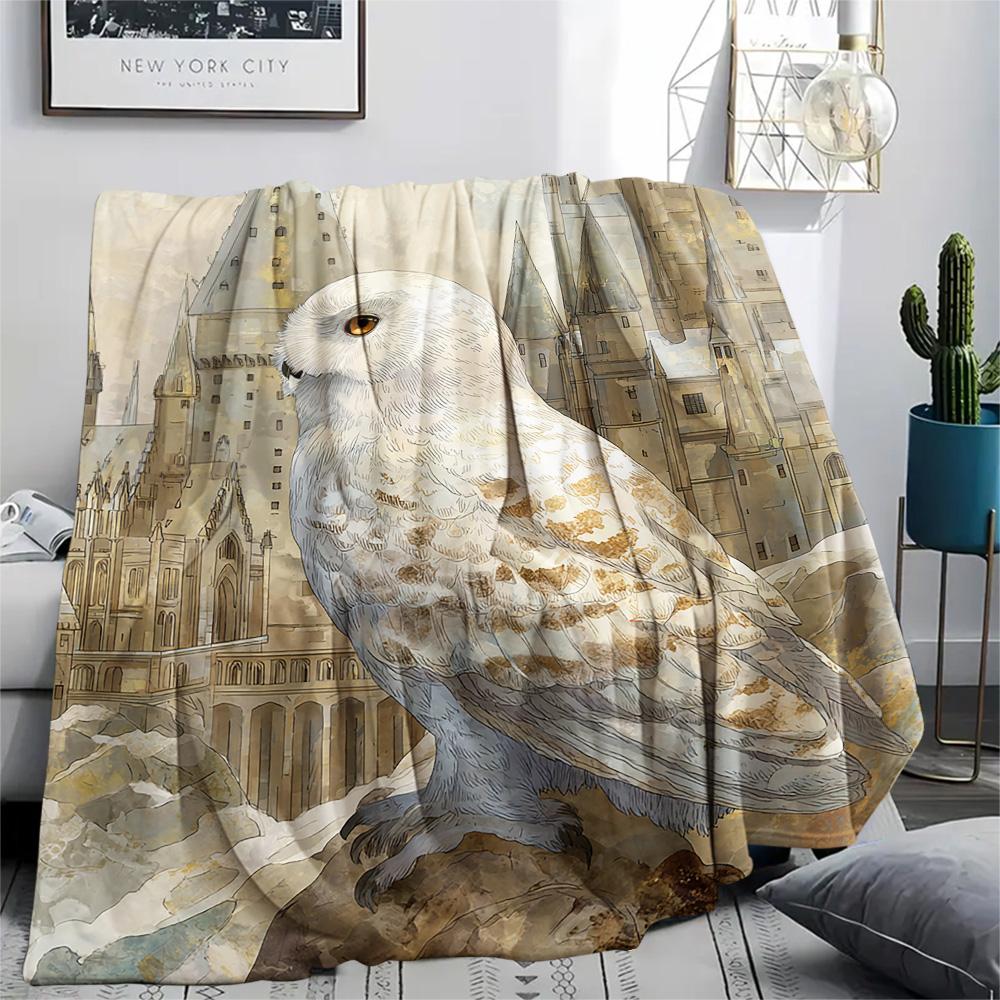 Eulen-Print Flanelldecke, Hohe Qualität, Bequem für alle Jahreszeiten, Heimdekoration, Wärme und Komfort, Perfekt für Weihnachtsgeschenke