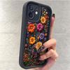Black Grooved Flower Case for iPhone 14–17 Pro Max