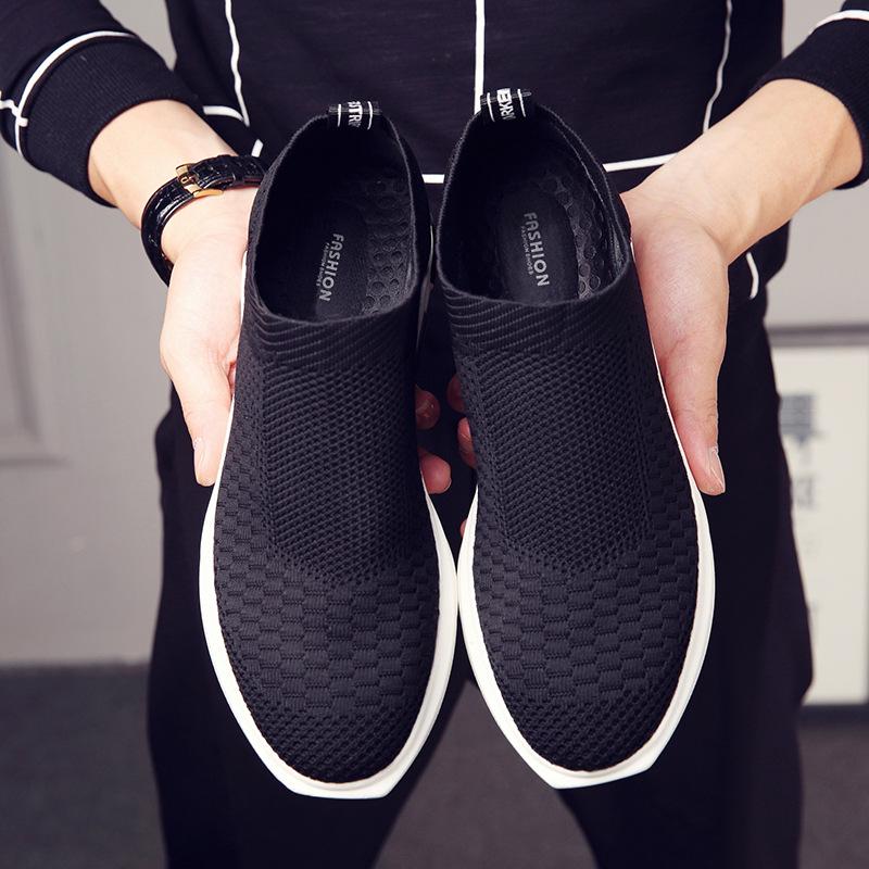 Jaro a léto nové pánské outdoorové sportovní boty pro volný čas korejská verze ponožek boty móda létající tkané pánské boty prodyšné boty