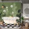 Funny Frog Cute Shower Curtain  Animal Hilarious Green Plant Vintage Bathroom Set Accessories Decor with 12 Pack Hooks
