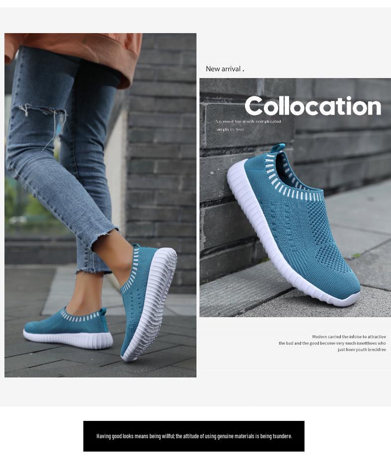Women's 2025 Spring/Summer Mesh Slip-On Running Shoes - Breathable Knit Sports Shoes for Girls
