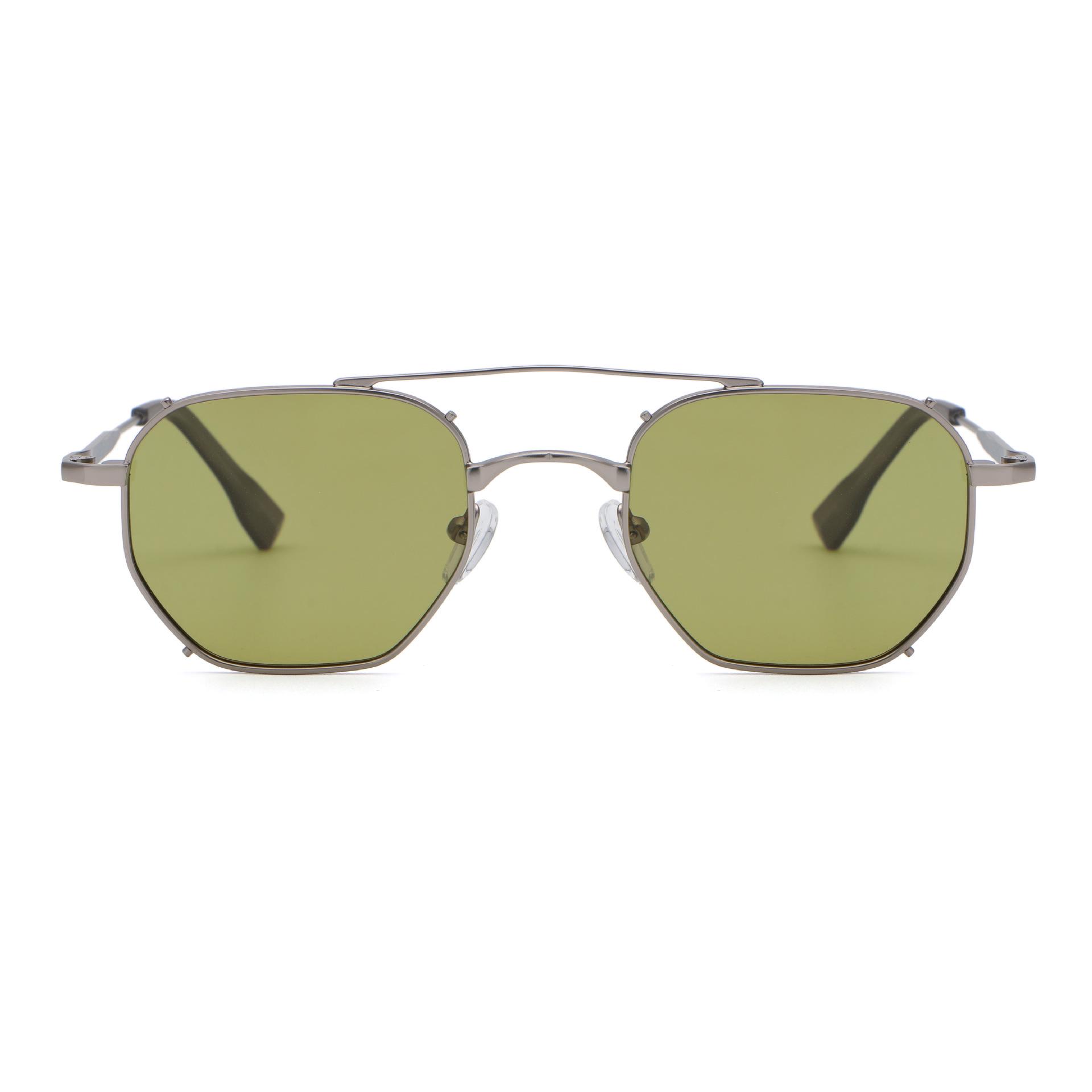 Polygonal Polarized Sunglasses: Women s Fashion Metal Double Bridge, Retro Street Style, High-end Men s Glasses