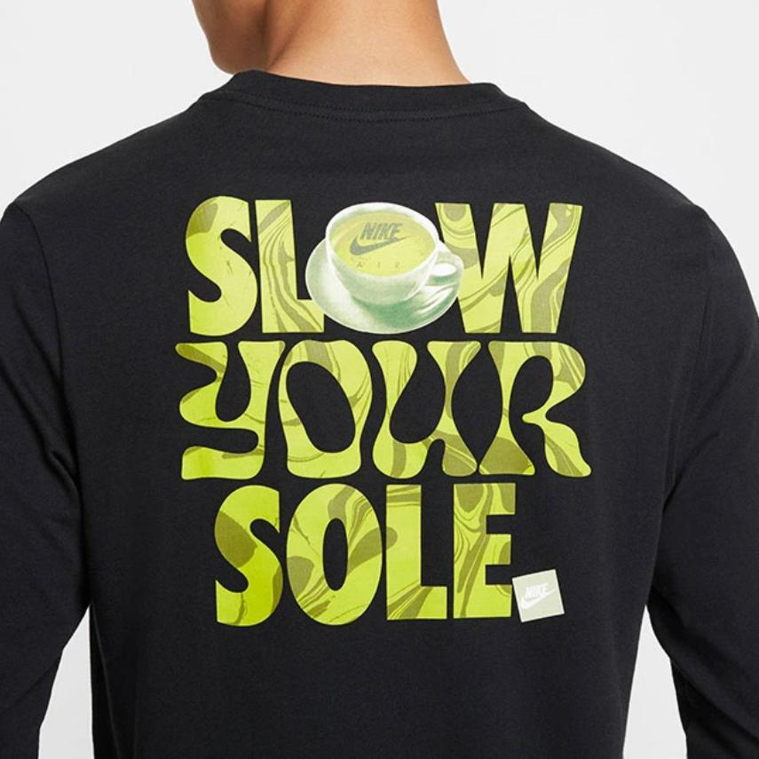 Nike Letter Logo Pattern Round Neck Long Sleeve T-Shirt Men Tops Black FZ7957-010