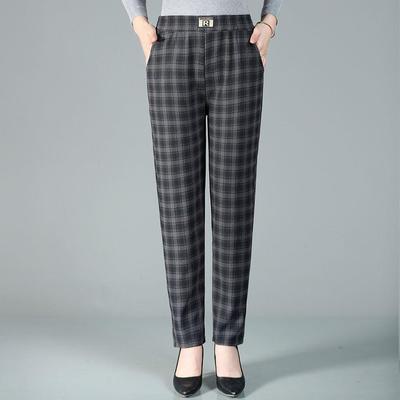Pantalones Térmicos Gruesos de Invierno a Cuadros para Mujer Forrados con Forro Polar Talla Grande Pantalones a Cuadros