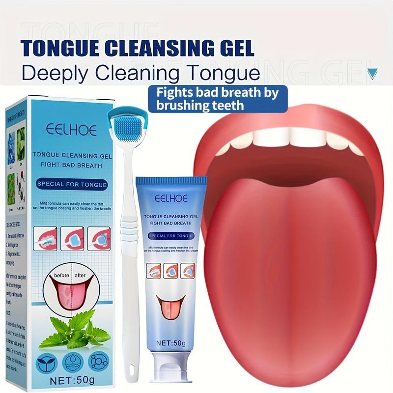 Tongue Cleansing Gel with Brush, Tongue Cleaning, Mouth Care, and Freshen Your Oral Hygiene Tongue Cleaning Kit 50g(1.76oz)