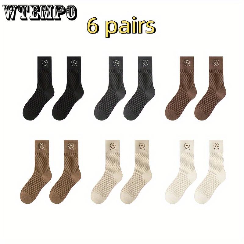 6pcs Women's Cozy Thick Mid-Calf Socks - Warm, Breathable & Soft Solid Color Winter Socks with Elegant College Style, Cute Socks