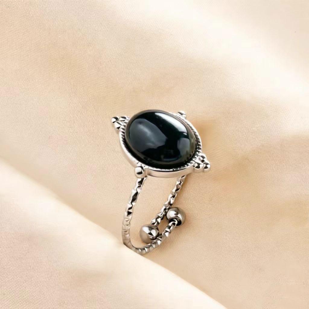 

1pc Opening Adjustable Oval Geometry Fashion Ring For Men Women Decorate Fingers Jewelry Stainless Steel Rings