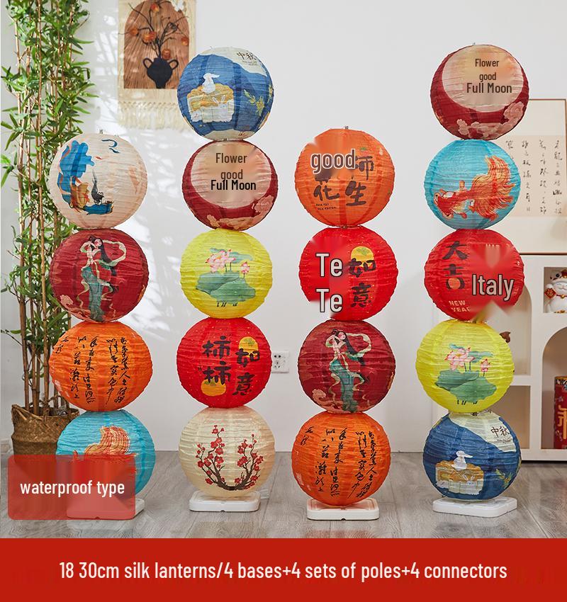 Waterproof Silk Lantern for Outdoor Mid-Autumn Festival Decor