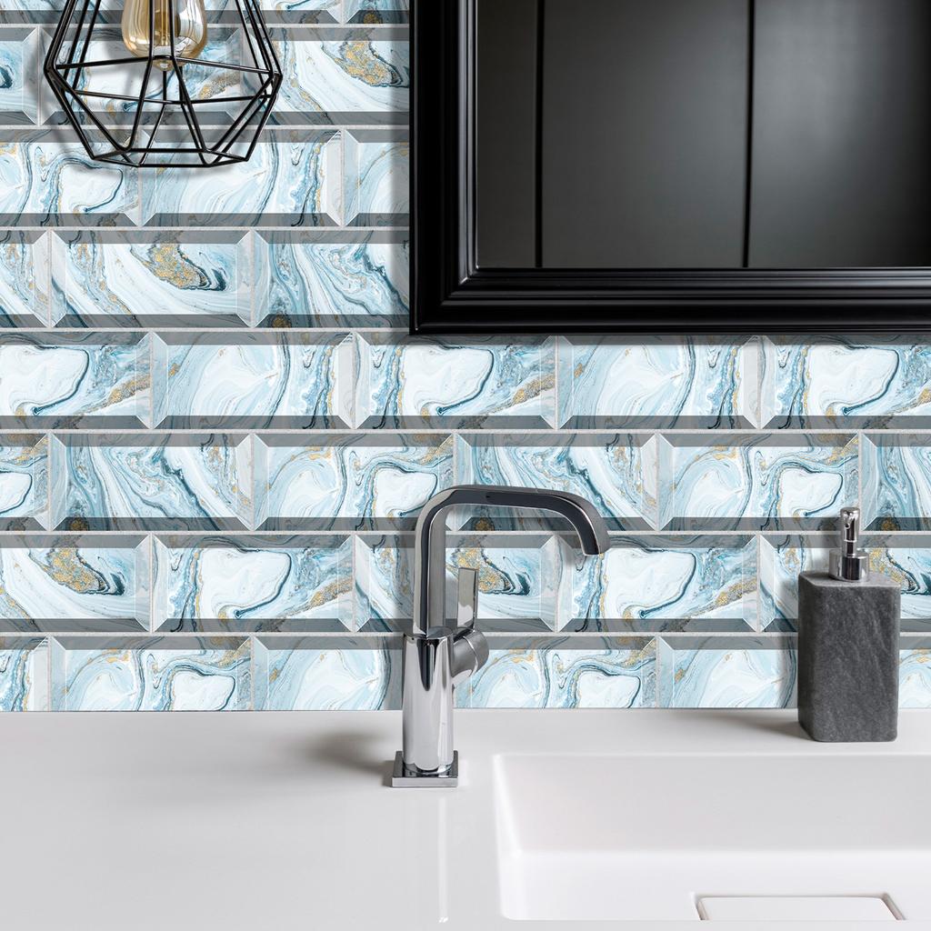 10pcs Kitchen Wallpaper Self-Adhesive Wall Stickers Waterproof And Oil-Proof Ceramic Tile Kitchen Bathroom Decals Home Decoratio