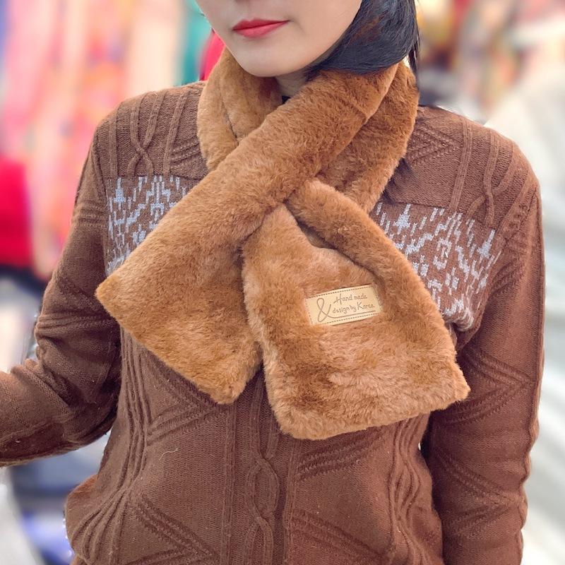 

Осенне-зимний новый плюшевый искусственный мех кролика с перламутровыми пуговицами меховой шарф однотонный универсальный шарф модный женский шарф one size