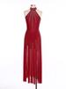 Damen Modern Lyrical Dance Dress Ärmellos Split Sheer Mesh Ballet Gymnastik Trikotkleid Zeitgenössische Performance Dancewear