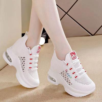 Baskets Respirantes à Semelle Épaisse Confortables pour Femmes Chaussures à Talons Compensés à Lacets pour Femmes Chaussures Polyvalentes