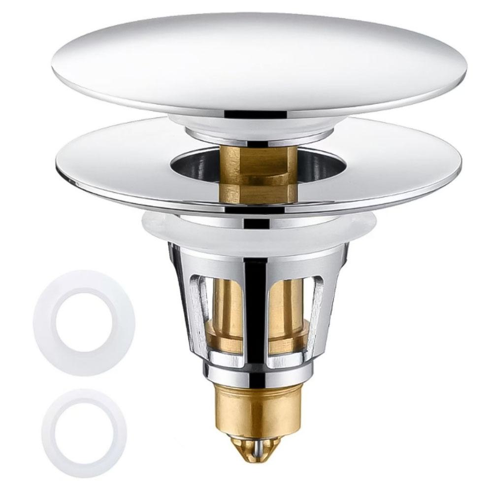 Easy Install Up Drain Valve 2546mm Sink Stopper Rust Resistant Zinc Alloy Brass with Push Button and Built In Filter