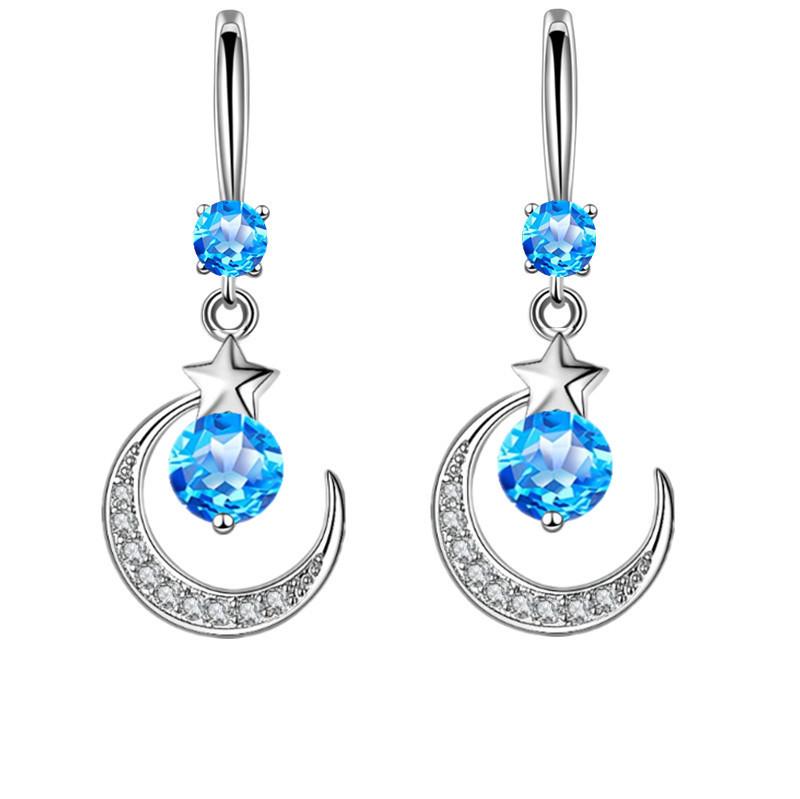 He Cheng 2023 Star & Moon Teardrop Diamond Earrings