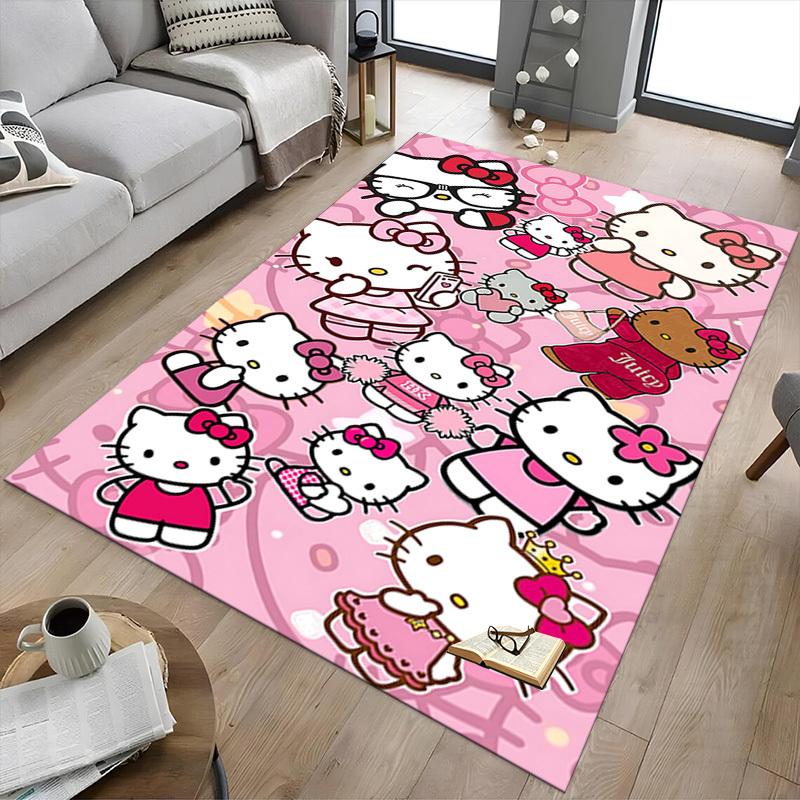 1PC Pink Cute Kitty Flannel Blanke Carpet Ultra Soft, Thick & Absorbent, Non Slip Machine Washable Mat for Entryway